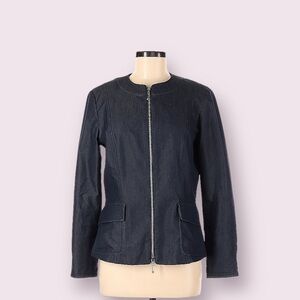 J'ENVIE New York Front Zipper Two Pockets Jacket Blazer Cotton Blend. Size 8